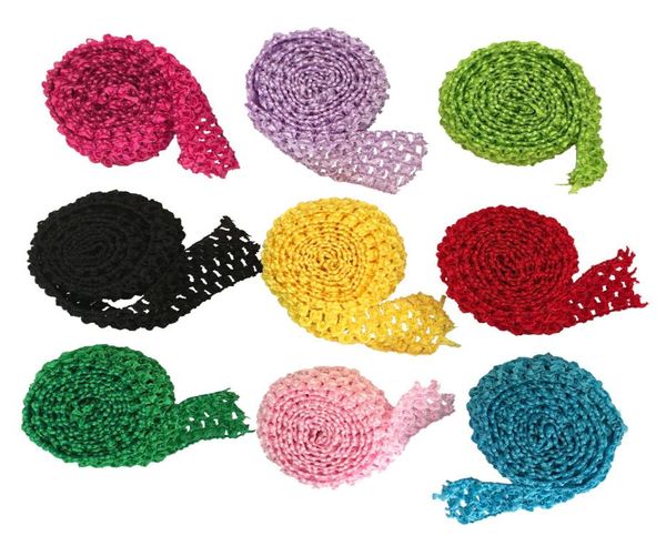 15quot crochê bandana fita guarnição rolo por metros tutu saia cintura faixas de crochê para bebê menina flor elástica headbands bo3630907