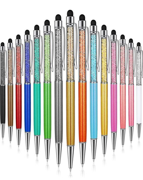 Bling 2in1 Kristall Diamant Kugelschreiber Bildschirm Touch Stylus Stift Büro Schule Schreibwaren XBJK21125233631