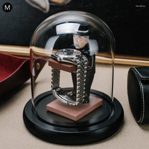 Bolsas de jóias mesa vintage relógio titular organizador caso luxo suporte armazenamento mecânico relógios exibição plexiglass presente