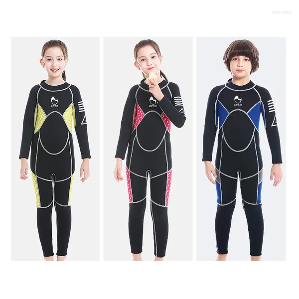 Roupa de banho feminina crianças wetsuit meninos meninas 2.5mm/3mm neoprene fullsuit back zip para criança juventude água aeróbica mergulho barco snorkeling