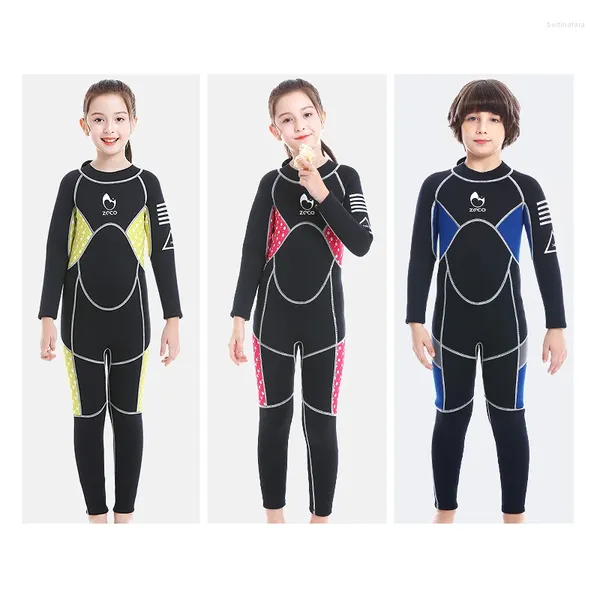 Costumi da bagno da donna Muta per bambini Ragazzi Ragazze 2,5 mm/3 mm Muta intera in neoprene Zip posteriore per bambino Bambino Aerobica in acqua Immersione Canottaggio Snorkeling