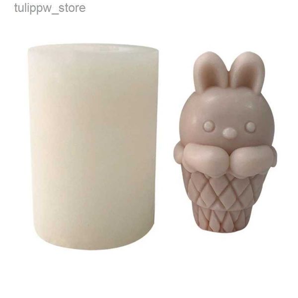 Eiscreme-Werkzeuge, 3D-Ostern-Silikon-Kerzenform, Eiscreme-Kaninchen-Tonharz-Seifenform, handgefertigte Kerzenherstellung, Fondant-Kuchendekoration, M6CE L240319