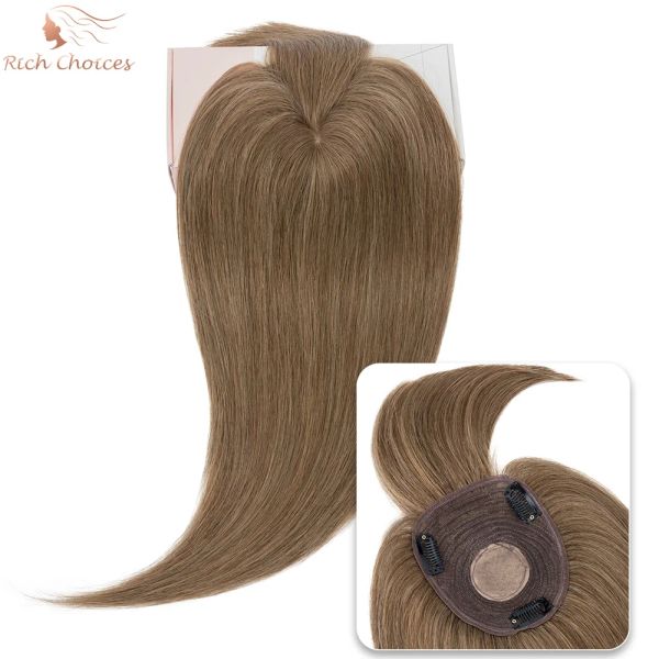 Toppers Zengin Seçenekler İnsan Saç Topper Kadınlar İçin 10x12 cm Klip Saçlı saç parçalarında klip Saç dökülmesi için düz görünmez kafa derisi