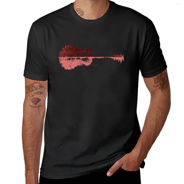 Herren-Tanktops, Naturgitarre – Musiknoten, rotes T-Shirt, kurzärmeliges T-Shirt, Grafik-T-Shirts, Jungen, weiße Herren, lustig