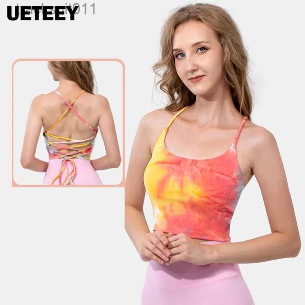 Aktive Unterwäsche, nahtloser Fe-Dye-Sport-BH, sexy, exklusiver Ausschnitt, Beauty-Armband, Cross-Yoga-Crop-Top, Gym-BH, Lauf- und Trainingskleidung, C24320