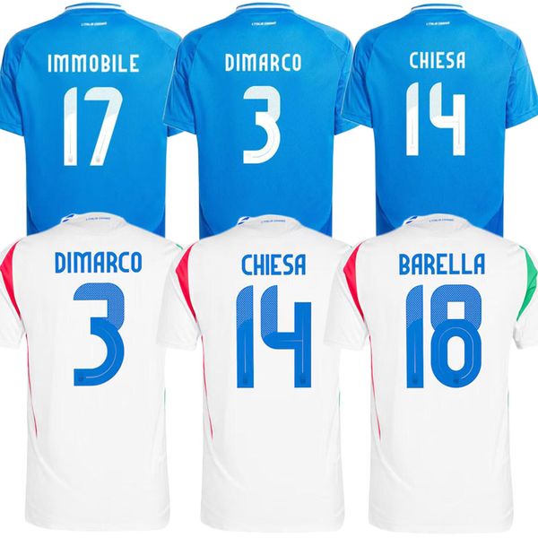 2024 Italia FANS Spieler BONUCCI Fußball Jerse JORGINHO INSIGNE VERRATTI 24 25 FUSSBALL-HEMD CHIESA BARELLA CHIELLINI PELLEGRINI Italien S--3XL