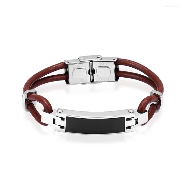 Ketten IJB5114 BlackBrown Leder Feuerbestattung Schmuck Andenken Memorial Urne Armband für Männer Edelstahl Asche