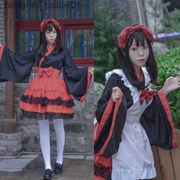 cosplay Costumi anime femminili anime giapponesi strega cameriera giochi di ruolo vieni geisha kimono ragazza Yukata palco Lolita fiore tea party dress grembiule setC24320