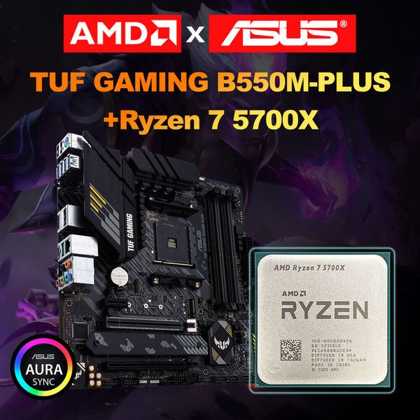 AMD Yeni Ryzen 7 5700X+ASUS TUF GAMING B550M-PLUS MOTARK MİKRO-ATX B550M AMD B550 DDR4 4800 (OC) MHZ 128G M.2 SATA soketi AM4