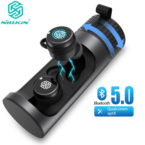 Kulaklıklar Nillkin Tw004 Kablosuz Kulaklıklar Bluetooth 5.0 Kulaklık TWS EARBUDS MIC CVC Gürültü İptal eden Kulaklıklar IPX5 Su geçirmez