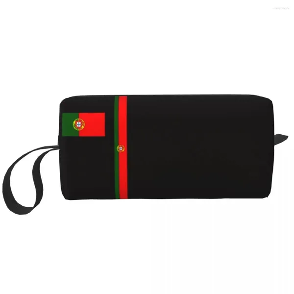 Sacos cosméticos bandeira de portugal saco de higiene para mulheres orgulho português organizador de maquiagem senhoras beleza armazenamento dopp kit caso caixa