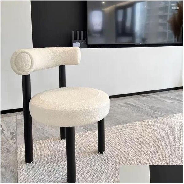 Oturma Odası Mobilyaları Modern ve Minimalist Makyaj Taburesi Backrest ile Kız Yatak Odası Ev Yemek Sandalye Kampı - Nordic Style Dhnmx