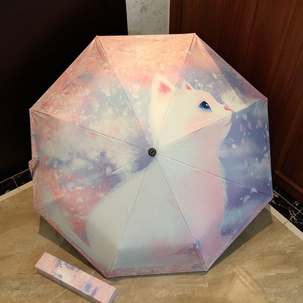 Unissex designer guarda-chuvas automático chuva e sol guarda-chuva adorável vinil à prova de sol guarda-chuvas padrões de animais e flores