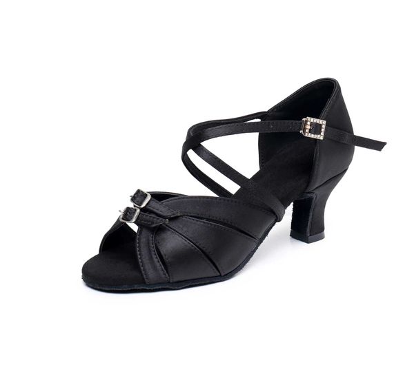 Модельные туфли женские для латинских танцев коричневый черный бальный джаз сальса регулируемый современный танго на среднем высоком каблуке на мягкой подошве 5/7 смDOEQ H240321