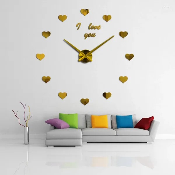 Duvar saatleri moda diy akrilik ayna büyük kuvars izle natürmort iğne modern oturma odası ev dekorasyon çıkartmaları