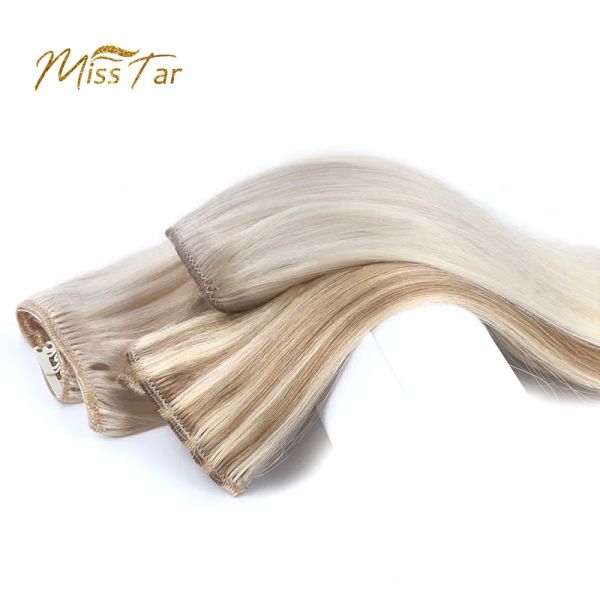 Estensioni 5 pezzi Clip nelle estensioni dei capelli Capelli umani Ombre Biondo dorato Balayage Macchina invisibile Remy Clipon dritto naturale 75G85G