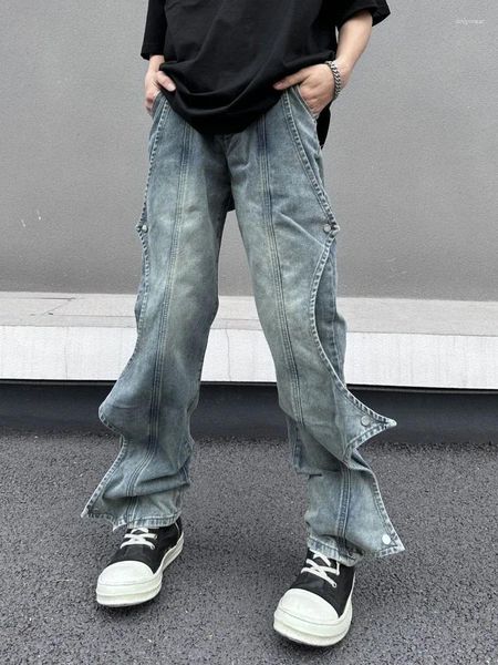 Jeans da uomo Pantaloni Y2k Europa e Stati Uniti Vento High Street Trend Splicing Modelli di design di nicchia Bat Hip-hop Punk