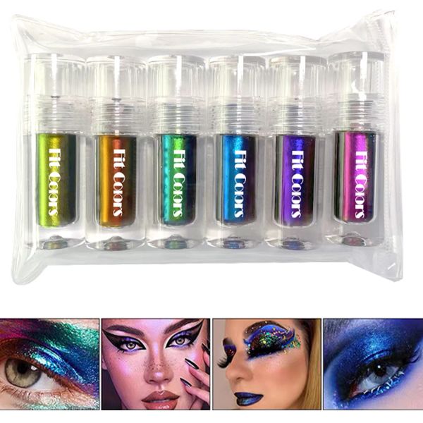 Shadow 6pcs Multi Chrome Eyeshadow Pigments Laving Multi Chrome Chameleon Chrome Glitter Metallic Liquid Teds