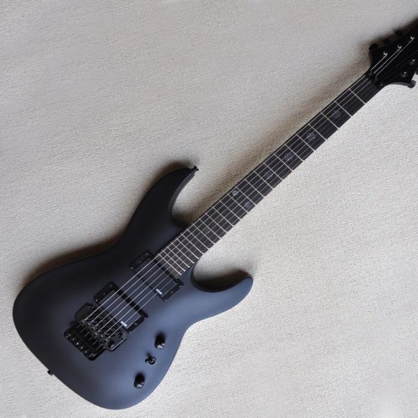 Gitar Mat Siyah 6 Strings Siyah donanımlı elektro gitar, gül ağacı klavyesi, özelleştirilmiş hizmet sağlar