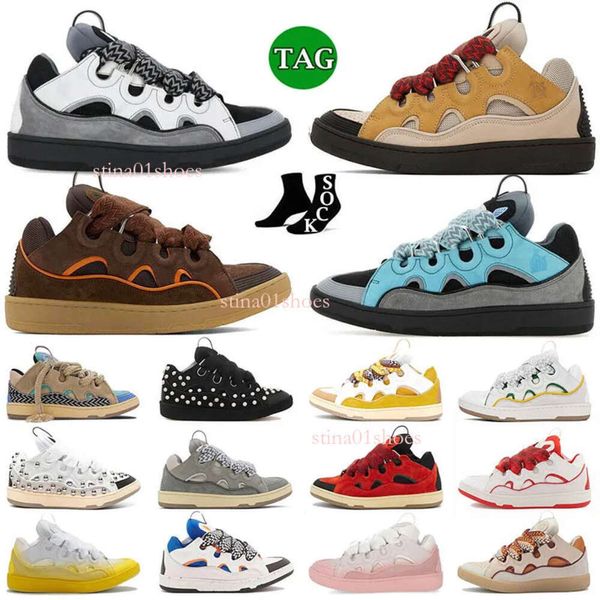 2024 Malha Tecido Lace-up Sapatos Estilo 90s Extraordinário Top Couro Curb Sapatilhas Mens Mulheres em Nappa Bezerro Plataforma de Borracha Baixo Tamanho Grande Vestido Sapatos 93