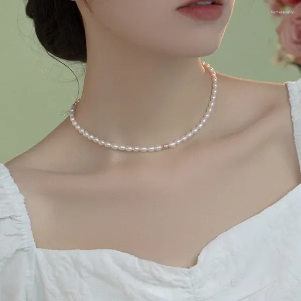 Halsband Minar Luxus Reis Natur Süßwasser Perle Strang Perlen Perlen Halskette Für Frauen Dame Großhandel Echt Vergoldet Kupfer Halsreifen