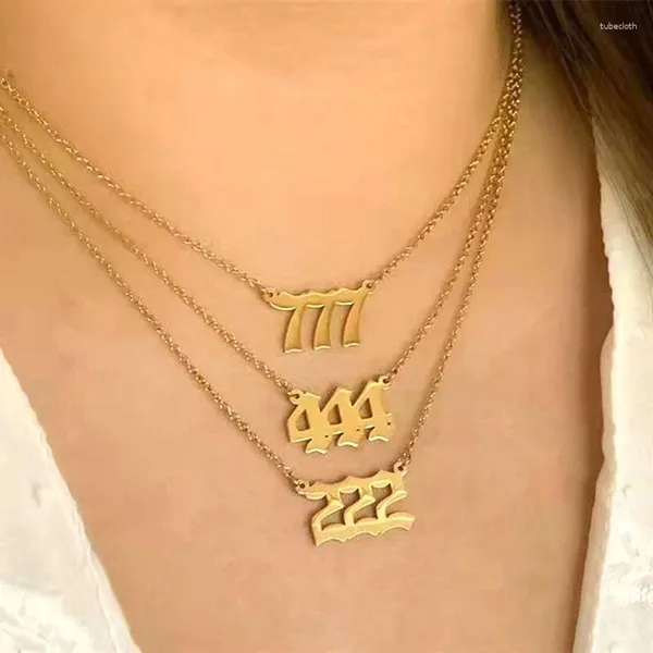 Colares de pingente de aço inoxidável anjo número para mulheres ouro prata cor 111 222 999 colar curto moda gargantilhas jóias