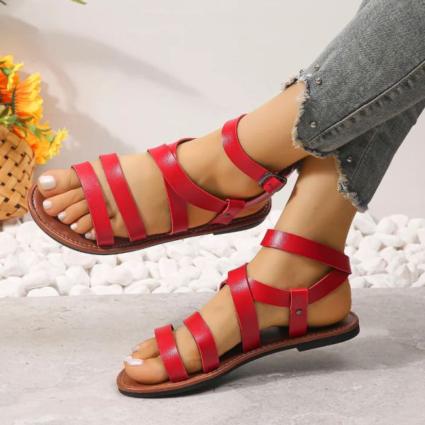 Sandálias mulheres sandálias planas romanas verão confortável e elegante mais vendido sapato de estilista natural oferecido frete grátis e preço baixo