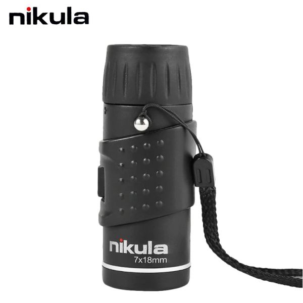 Óptica Nikula 7x18 Pocket Monocular Mini Telescope Hd Long Range Spotting Scope Lll Night Vision Spyglass Teleskop para adultos ao ar livre