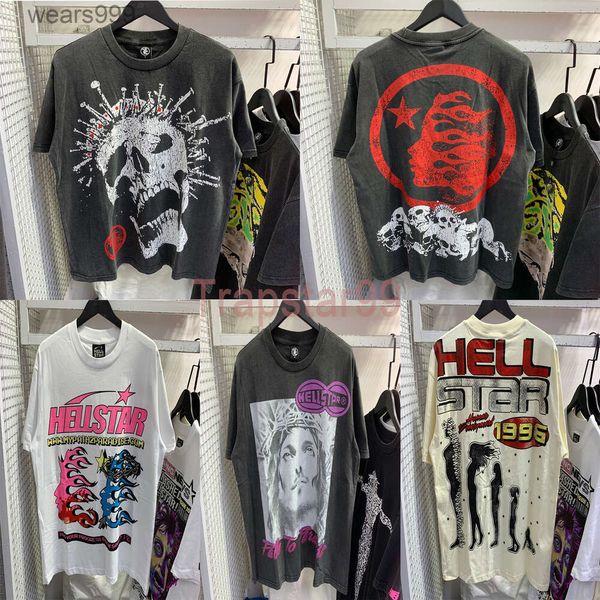Mens Womens Designer Hellstar Camiseta de Alta Qualidade Streetwear Hip Hop Moda Hell Star Manga Curta Tee Us Tamanho S-XL ZVAK