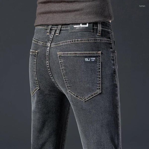 Jeans da uomo 2024 autunno gamba dritta pantaloni affusolati moda stile vintage pantaloni in denim casual elastici abiti di marca maschile