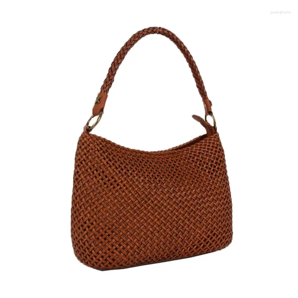 Totes ad alta capacità 2024 Solid Knitting Soft Women Lady Cow Borse in pelle Borsa a tracolla Borse originali