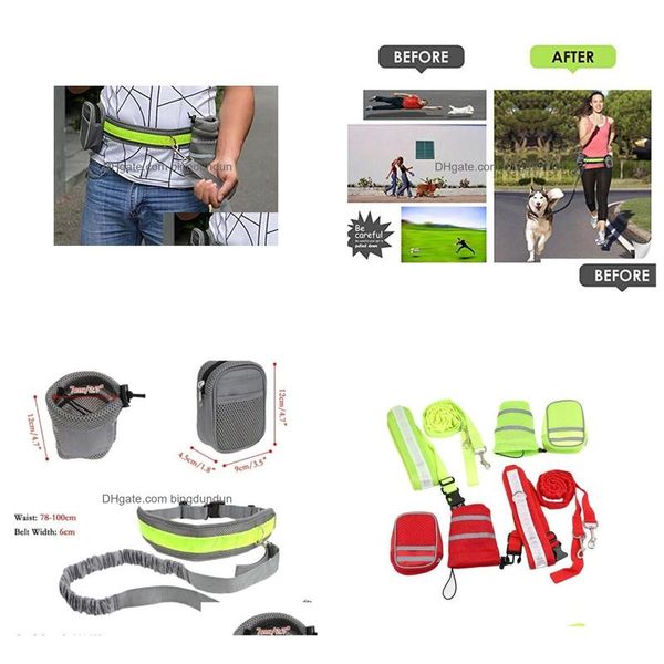 Collari per cani Guinzagli Mani Pet Cat Running Jogging Cintura imbottita Striscia riflettente Guinzaglio elastico Perfect Walking Training Set Drop D Dhthf