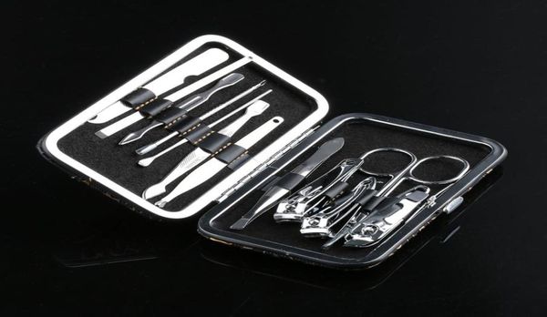 Leopardenmuster-Box, 12-in-1, tragbares persönliches Maniküre-Set aus Edelstahl, Mini-Nagelschneider, Nagel-Pediküre-Set, Nagelknipser2911170