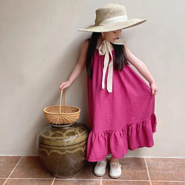 Abiti da ragazza Abito in cotone per bambini per piccoli vestiti estivi senza maniche stile Boho Abiti da spiaggia per bambini Costume da completo