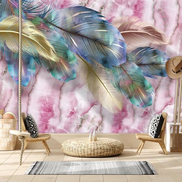 Wallpapers personalizado removível casca e vara papel de parede aceitar para paredes do quarto pena design de mármore contato papéis de parede painéis de decoração de casa