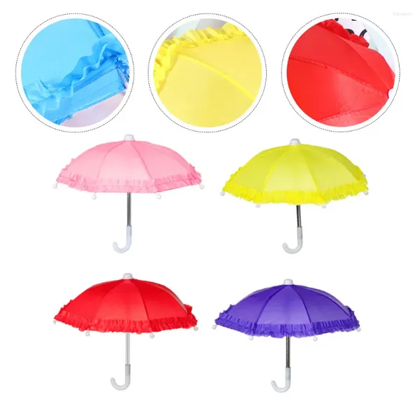 Regenschirme, 4 Stück, Spielzeug, Mini-Regenschirm, Kinderspielzeug, Puppenhaus-Zubehör, Kunststoff, winzige Spitze