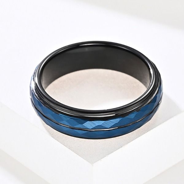 6mm losango cor preta anel de aço de tungstênio super duro anel de cauda de tungstênio para mulheres homens hip hop jóias