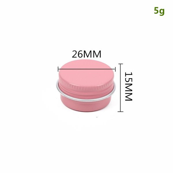 Mini 5g/5ml Rosa Vuoto Rotondo Campione Scatola di Alluminio Barattoli Balsamo per le labbra Contenitore Cosmetico Crema Candela Barattolo Bottiglie Riutilizzabili