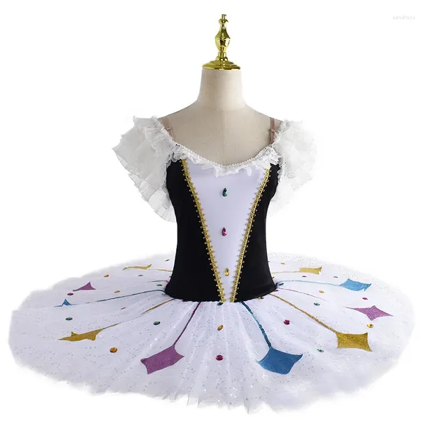 Abbigliamento da palco Tutù di balletto per bambini Costumi Gonna Cigno bianco Abbigliamento per spettacoli Body per costumi di danza per ragazze