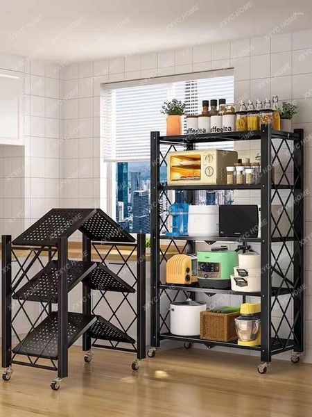 Scaffali pieghevoli senza installazione per la cucina, pavimento, soggiorno, balcone, libreria per bambini mobile