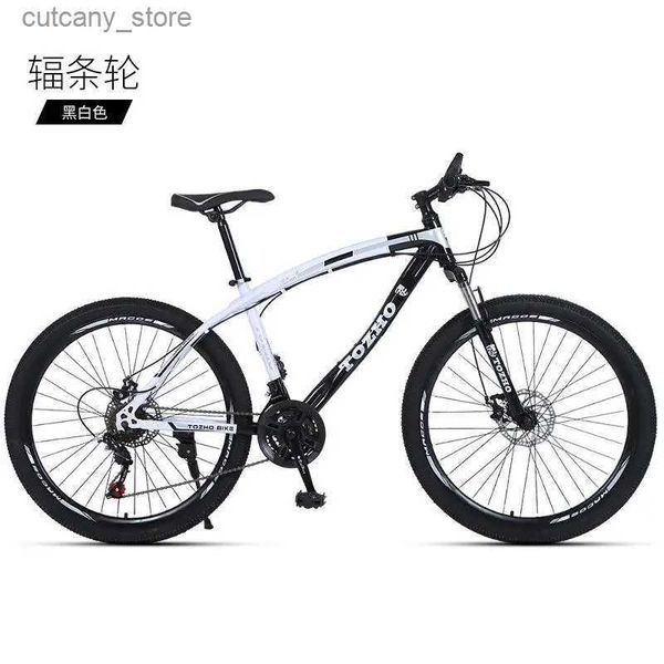 Fahrräder, vom Hersteller verkaufte Ride-Ons, Outdoor-Offroad-Fahrrad, 24/26 Zoll, variable Geschwindigkeit, Stoßdämpfer, doppelte Scheibenbremse, Speichenrad, Mountainbike, L240319