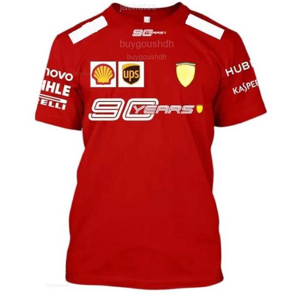 T-shirt da uomo 2024 Nuova F1 Red Team Thirt Men Fine Sports Racing Suit Harajuku Street Fashion Formula 1 Over Overti