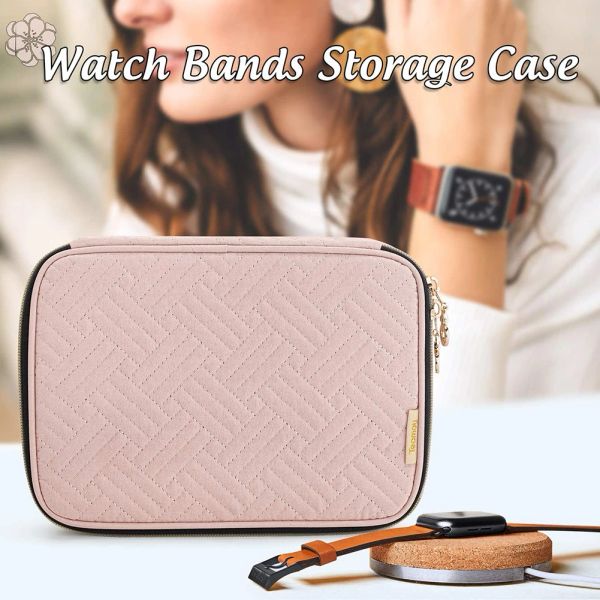 Hüllen Robuste Uhrenarmband-Aufbewahrungsbox Armbandhalter Tasche Uhrenarmband-Organizer-Beutel Zubehör für Apple Watch-Armbänder Blau/Rosa/Schwarz