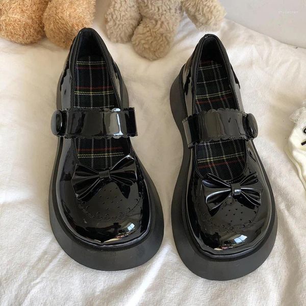 Scarpe eleganti Nere Mary Jane Lolita Jk Uniforme Studentessa Piattaforma estiva Testa grande Ragazze morbide Punk gotico Anime Cosplay Goth giapponese