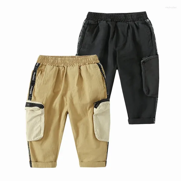 Pantaloni Pantaloni cargo per ragazzi primaverili Tasche grandi per bambini Abbigliamento per bambini realizzato in cotone