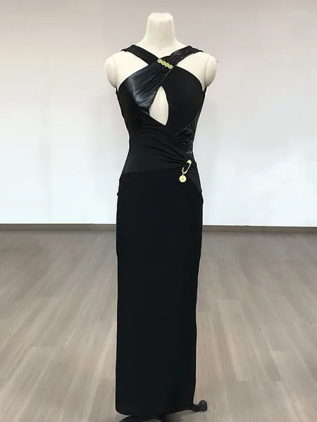 Lässige Kleider ärmellose schwarze Bandage High Level Mode Maxi Frauen rückenfrei figurbetont sexy Party lange Abend elegante Herbst Winter Robe