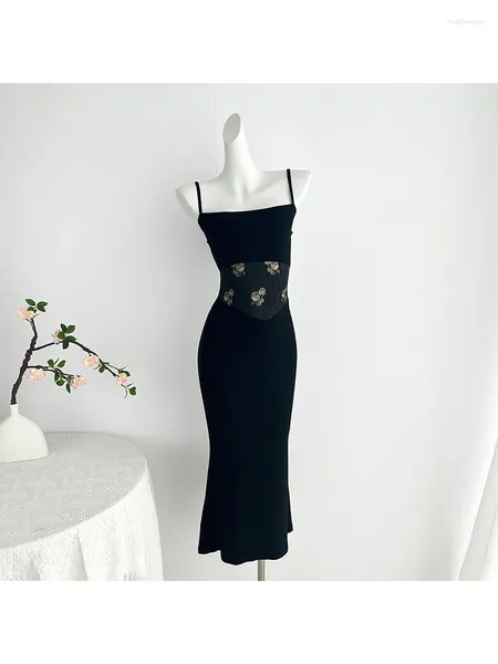 Lässige Kleider Sommer Französisch Lazy Style Floral Langes Kleid für Frauen 2024 Bankett Abendkleider Abendkleid Slim Maxi Einteilige Hofrobe