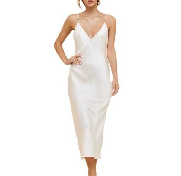 Kleider Frauen Sommer Echte Seide Nacht Satin Abend Mädchen Casual Plus Größe Slip Kleid