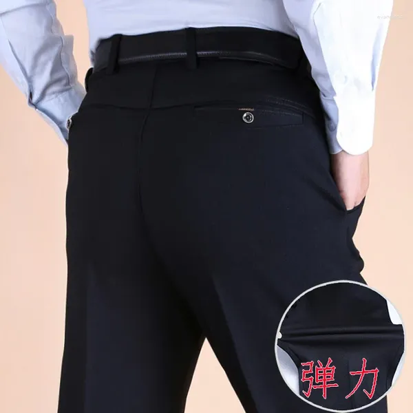 Calças masculinas 2024 outono estiramento solto em linha reta casual cintura alta calças sem rugas