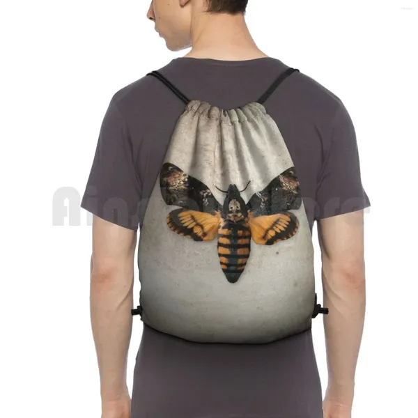 Mochila death's-head hawkmoth drawstring sacos saco de ginásio à prova dwaterproof água mortes cabeça traça entomologia natureza morte crânio